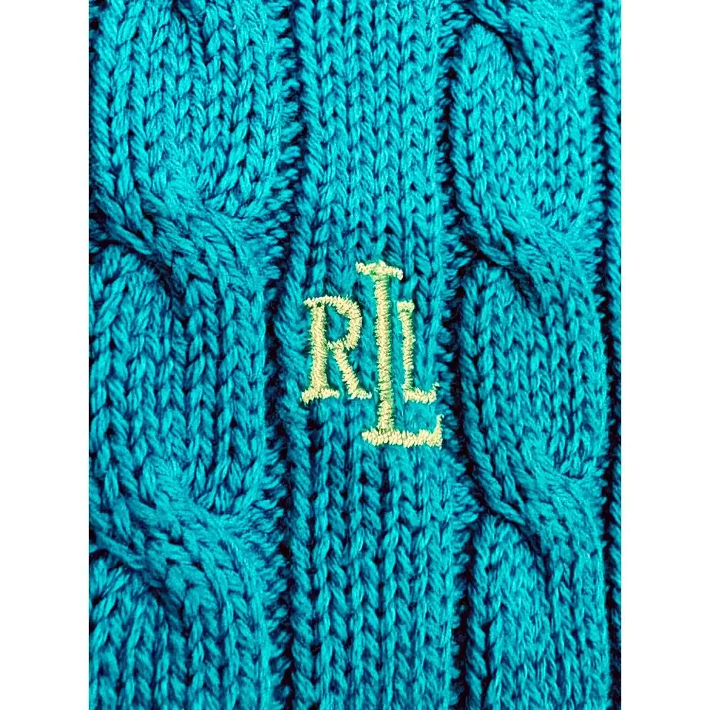 Vtg Lauren Ralph Lauren Sweater Women Large Blue Cable Knit Crewneck Old Money